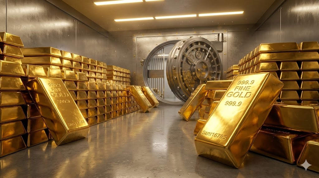 달러 약세와 안전자산 선호를 상징하는 금괴 경제적 자유 상징 이미지