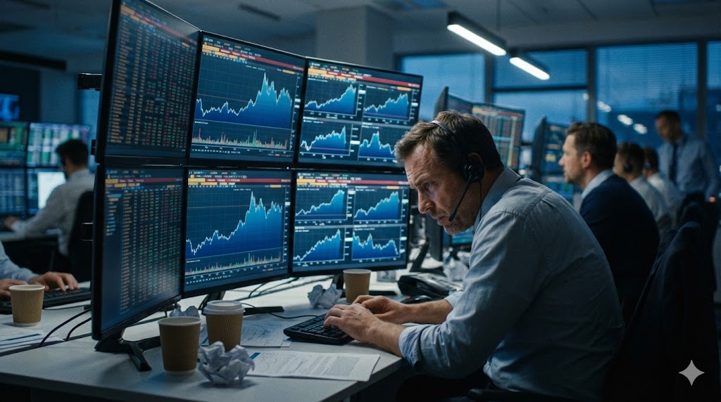 노트북으로 경제 차트와 데이터를 분석하는 모습 성공 전략 시각화