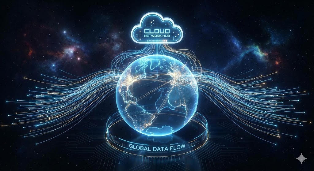 AI 데이터 센터와 디지털 인프라를 상징하는 클라우드 서버 이미지 경제적 자유 상징 이미지